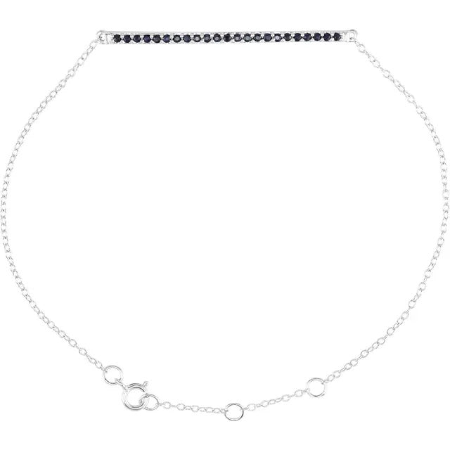 14K White Gold Natural Blue Sapphire 8" Bracelet