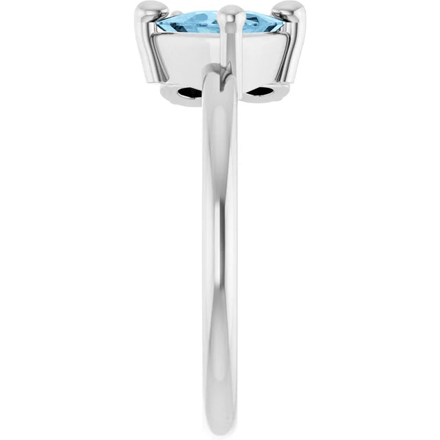 14K White Natural Sky Blue Topaz, Natural Tsavorite Garnet & Natural Tanzanite Ring