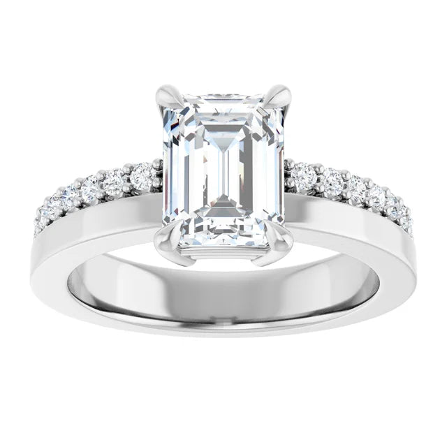 14K White Gold 8x6 mm 1.63ct Radiant Cut Lab Diamond 2 CTW Engagement Ring Color F VVS