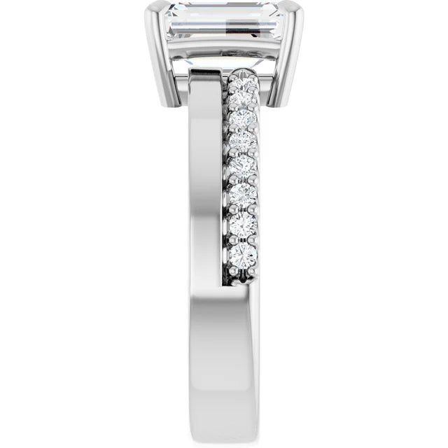 14K White Gold 8x6 mm 1.63ct Radiant Cut Lab Diamond 2 CTW Engagement Ring Color F VVS