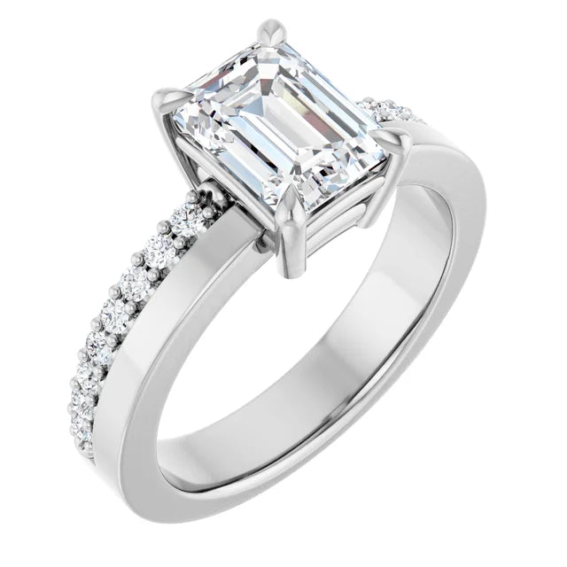 14K White Gold 8x6 mm 1.63ct Radiant Cut Lab Diamond 2 CTW Engagement Ring Color F VVS