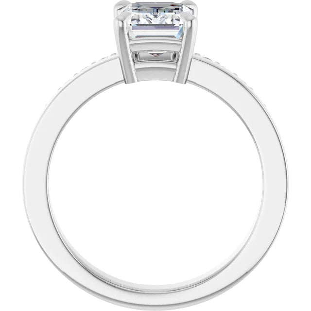 14K White Gold 8x6 mm 1.63ct Radiant Cut Lab Diamond 2 CTW Engagement Ring Color F VVS