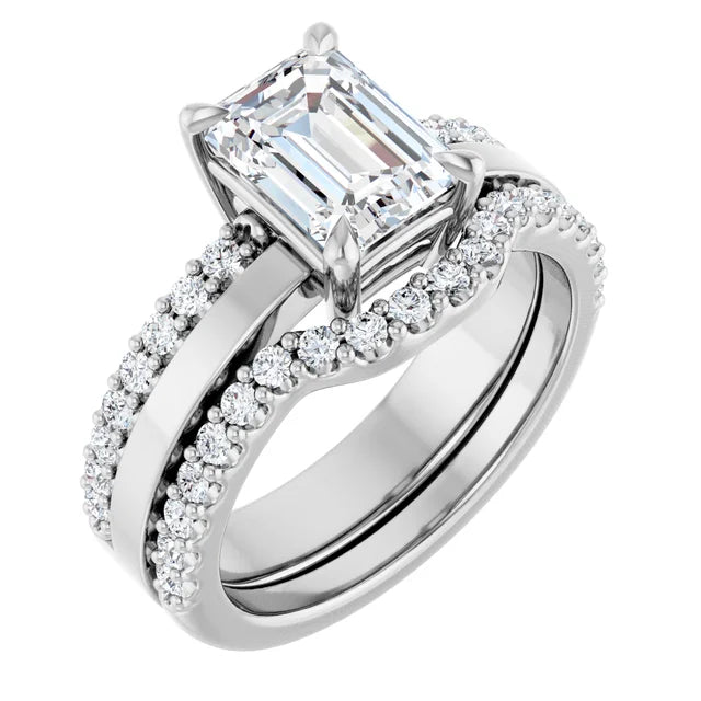 14K White Gold 8x6 mm 1.63ct Radiant Cut Lab Diamond 2 CTW Engagement Ring Color F VVS