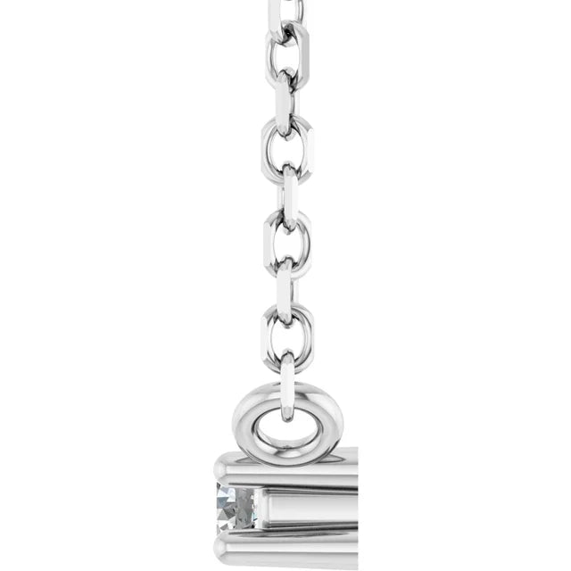 Platinum 2 mm Round 7-Stone Family Bar 16" Necklace