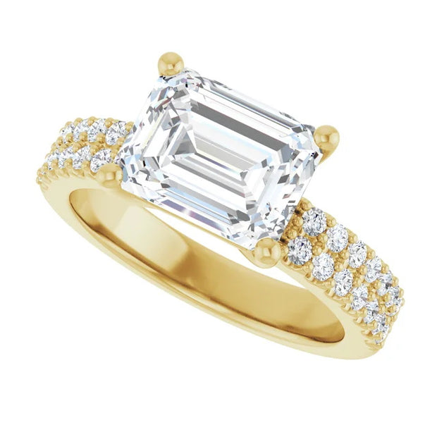 Ladies 14K Yellow Gold Solitaire Engagement Ring With Lab Diamonds. 2.75ct Center Stone. VS Clarity, F Color