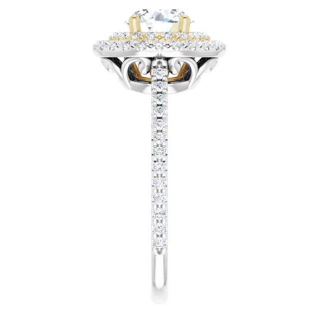 Ladies 14K Halo White Gold Lab Diamond Engagement Ring With 1ct Center Stone VS Clarity, F Color