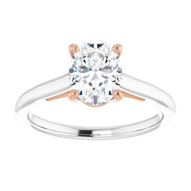 Ladies 14K SolitaireWhite Gold Lab Diamond Engagement Ring With 1ct Center Stone VS Clarity, F Color