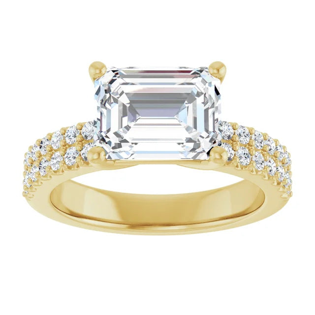 Ladies 14K Yellow Gold Solitaire Engagement Ring With Lab Diamonds. 2.75ct Center Stone. VS Clarity, F Color