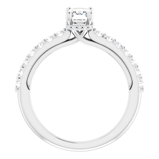 Ladies 14K White Gold Lab Diamond Engagement Ring With .5ct Center Stone VS Clarity, F Color