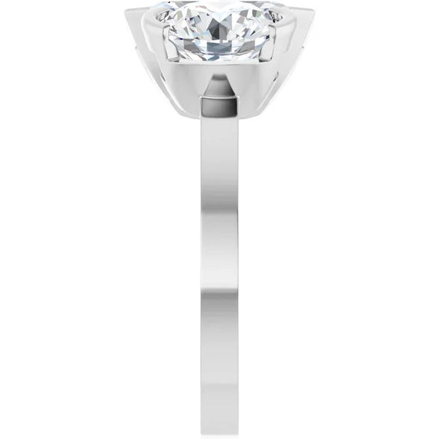 Ladies 14K White Gold Engagement Ring With Lab Diamonds. 4CTW Round/Emerald Cut Center Stone. VS Clarity, F Color