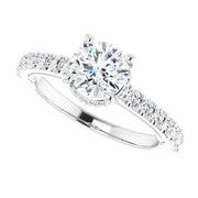 Ladies 14K White Gold Lab Diamond Engagement Ring With 1ct Center Stone VS Clarity, F Color