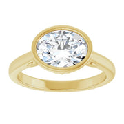 14K Yellow 9x7 mm Oval Solitaire Engagement Ring With Lab Diamonds. 1.5ct Center Stone. VS Clarity, F Color