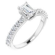 Ladies 14K White Gold Lab Diamond Engagement Ring With .5ct Center Stone VS Clarity, F Color