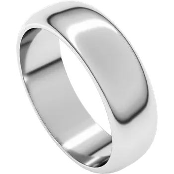 14K White Standard Fit Standard Weight Half Round Band