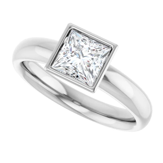 Ladies 14K SolitaireWhite Gold Lab Diamond Engagement Ring With 1ct Center Stone VS Clarity, F Color