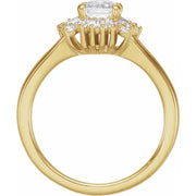Ladies 14K Halo Yellow  Gold Lab Diamond Engagement Ring With 1ct Center Stone VS Clarity, F Color