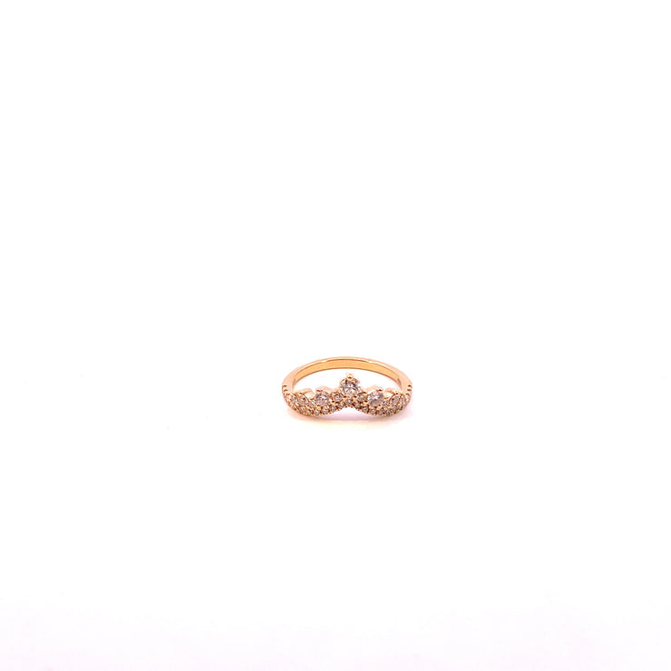 14K Ladies Yellow Gold and Natural Diamond Tiara Band Fashion Ring