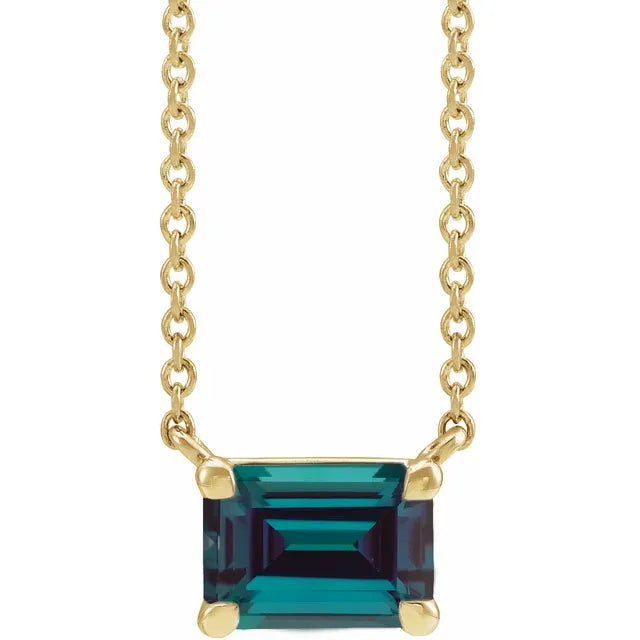 14K Yellow Lab-Grown Alexandrite 18" Necklace