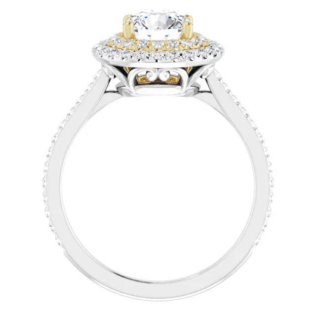 Ladies 14K Halo White Gold Lab Diamond Engagement Ring With 1ct Center Stone VS Clarity, F Color