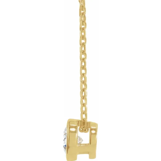 14K Yellow 1/4 CT Natural Diamond Bezel-Set 16-18" Necklace