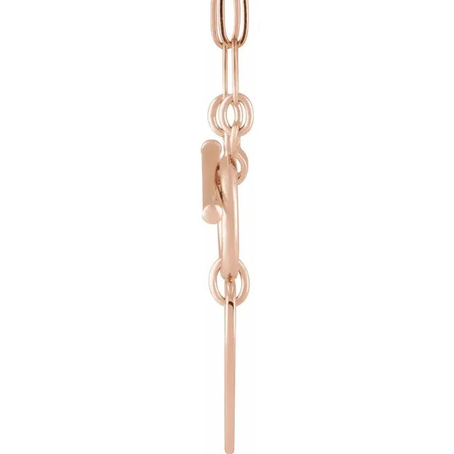 14K Rose Gold Engravable Heart Toggle 18" Necklace