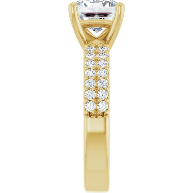 Ladies 14K Yellow Gold Solitaire Engagement Ring With Lab Diamonds. 2.75ct Center Stone. VS Clarity, F Color