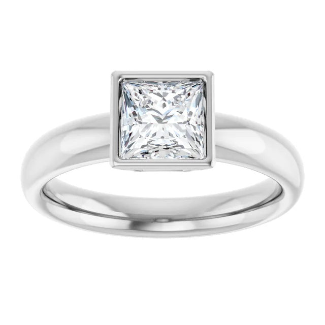 Ladies 14K SolitaireWhite Gold Lab Diamond Engagement Ring With 1ct Center Stone VS Clarity, F Color