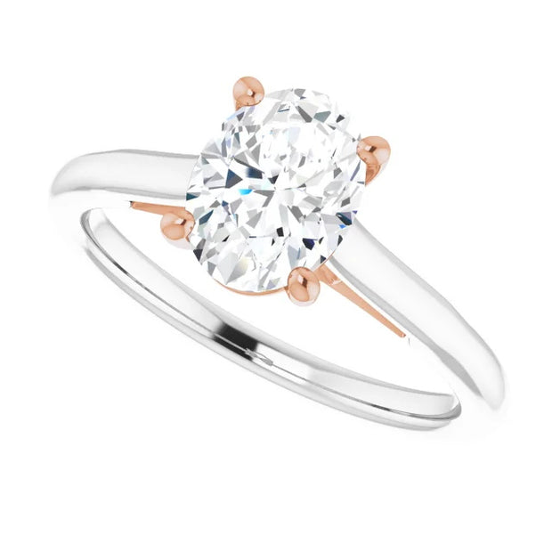 Ladies 14K SolitaireWhite Gold Lab Diamond Engagement Ring With 1ct Center Stone VS Clarity, F Color